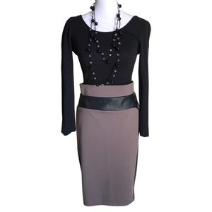 Skirt with faux leather